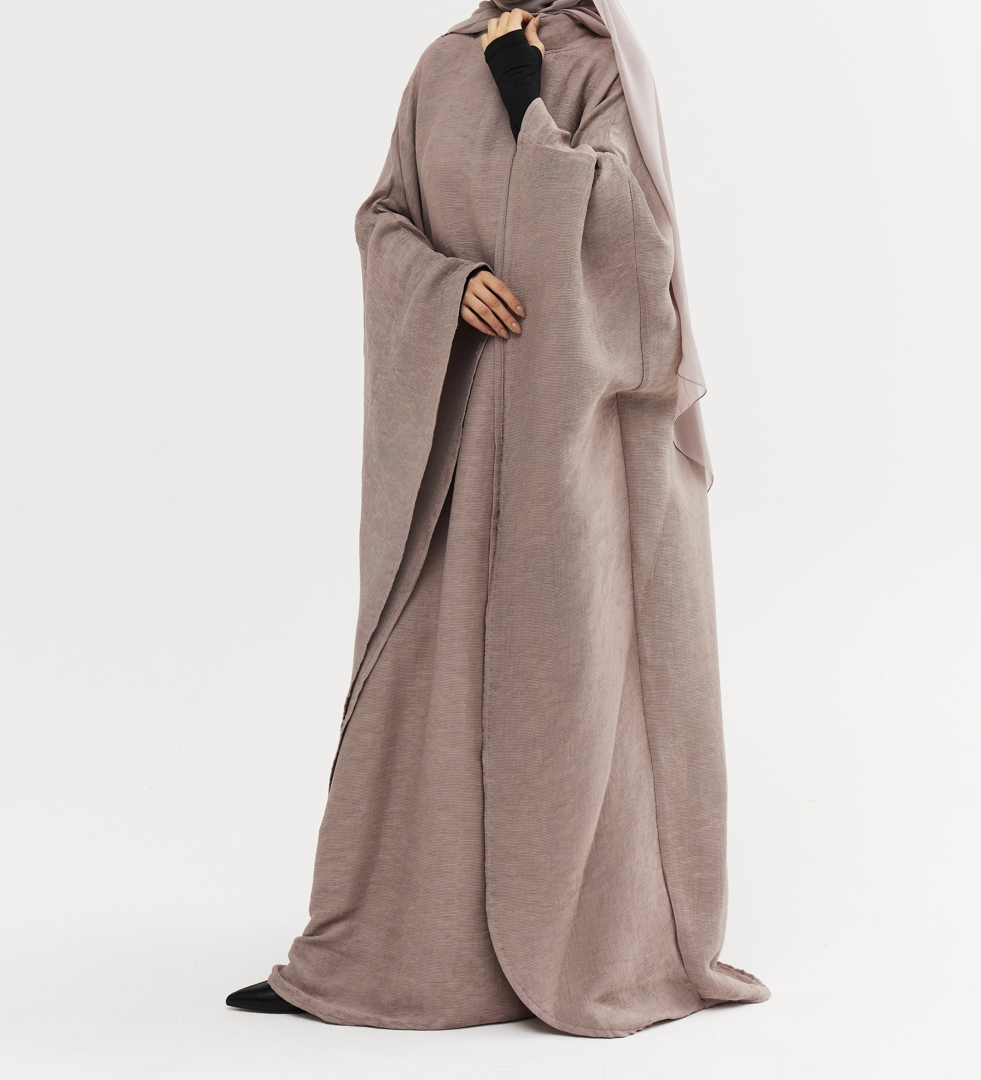 Abaya Ribbed taupe gris