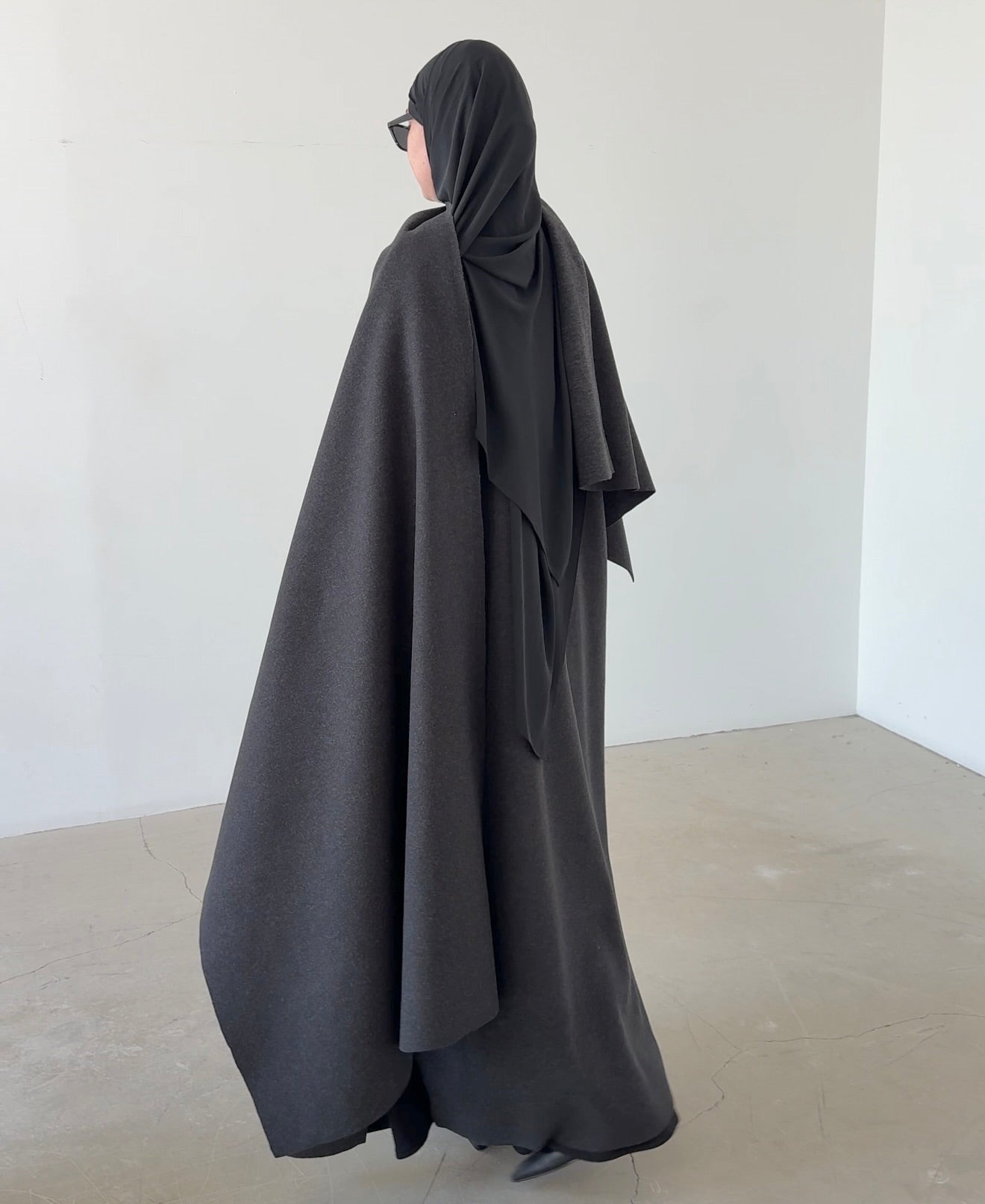 Abaya wool blend dark grey