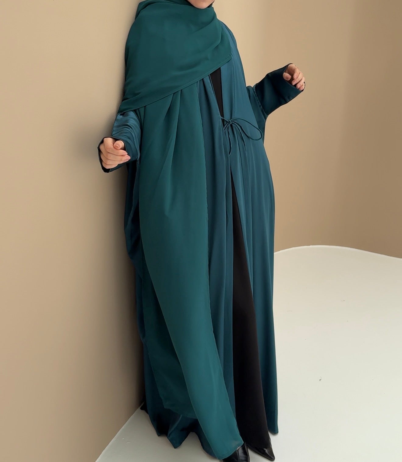 Abaya glow hijab intégré émeraude