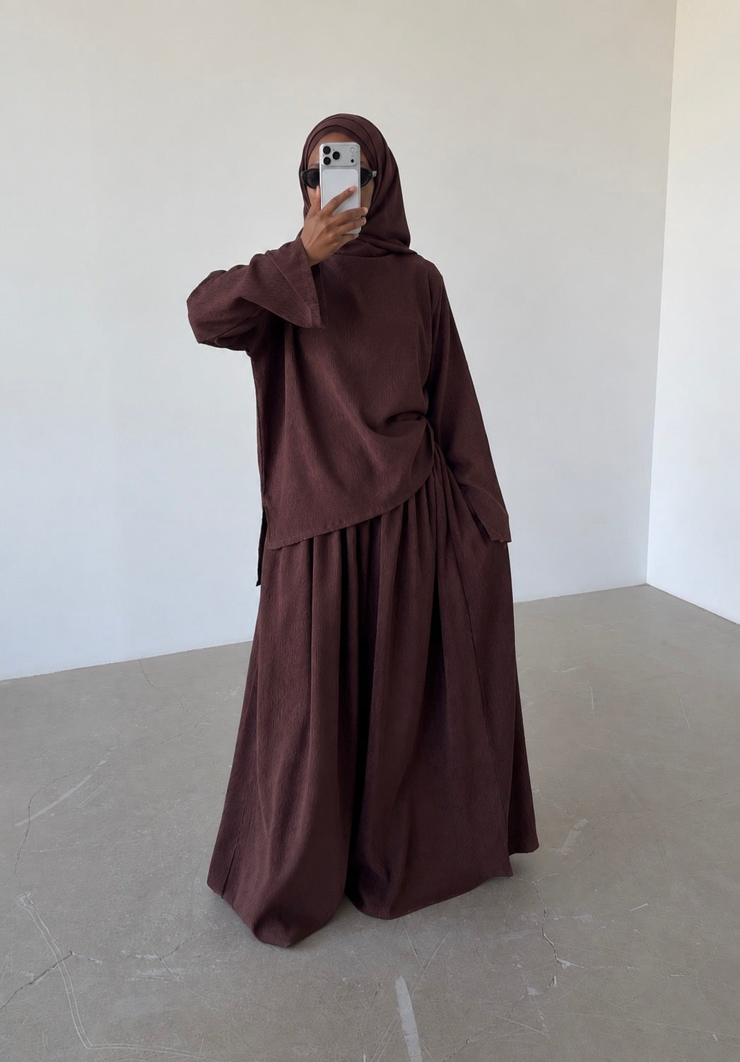 Top plissé marron chocolat