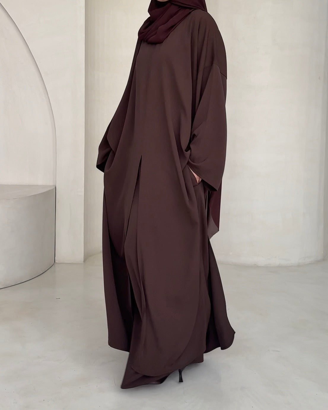 Tunique Mei brown MAYRAH - tunique fluide avec fentes latérales et centrale, mode pudique premium