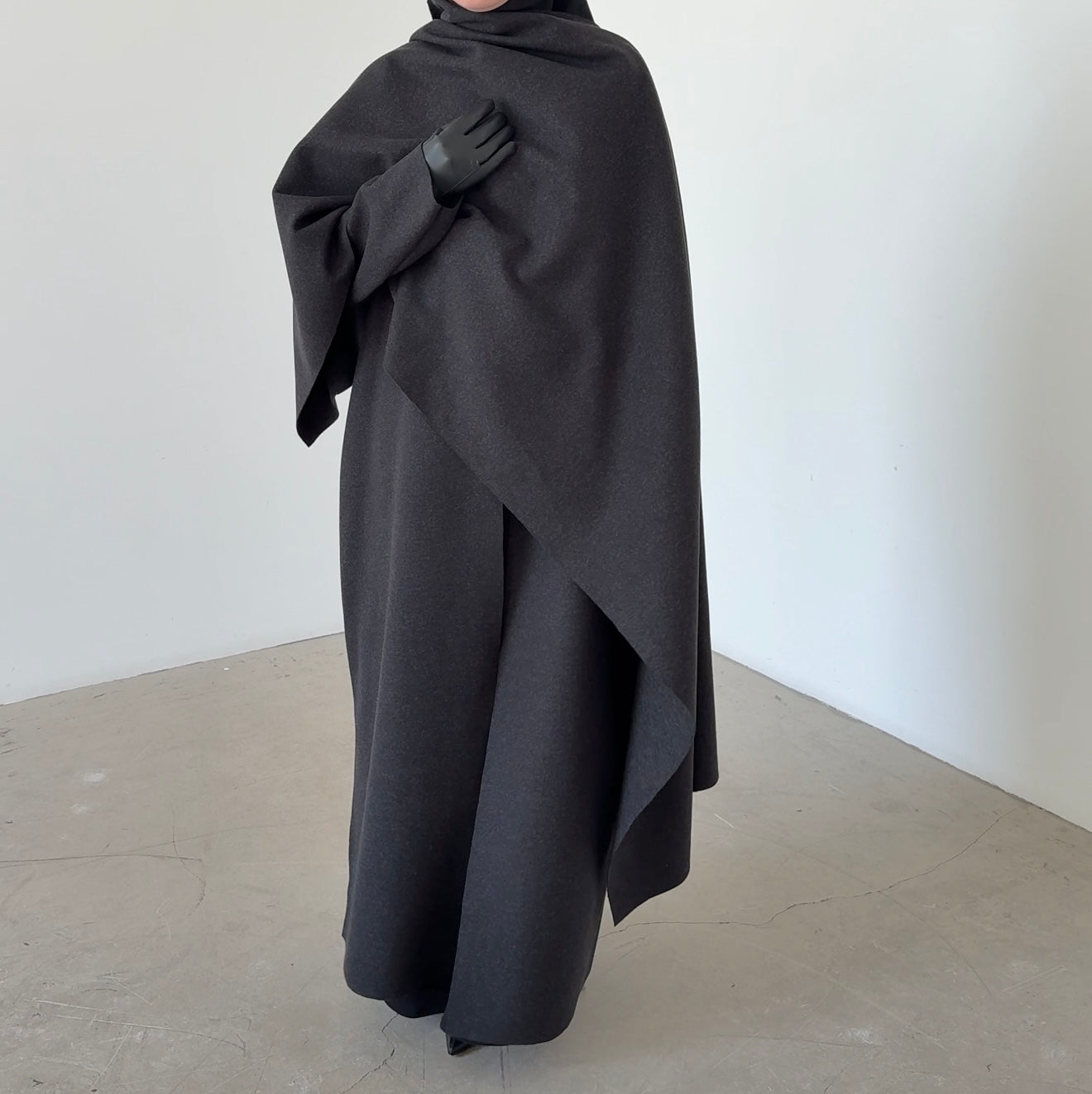 Abaya wool blend dark grey