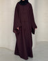 Abaya Nami chocolat MAYRAH - abaya kimono fermetures mandarin manches larges, mode pudique premium
