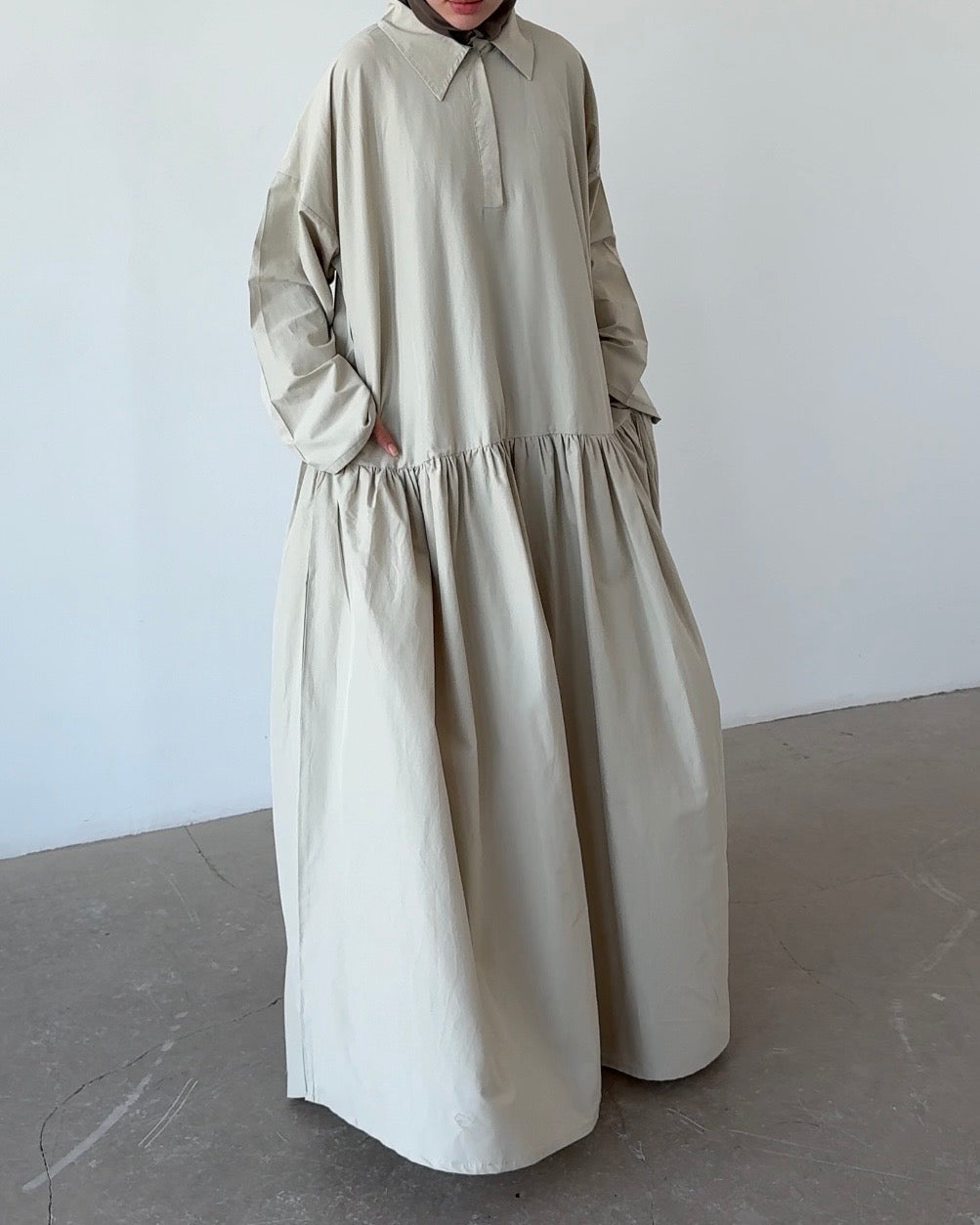 Robe en coton beige