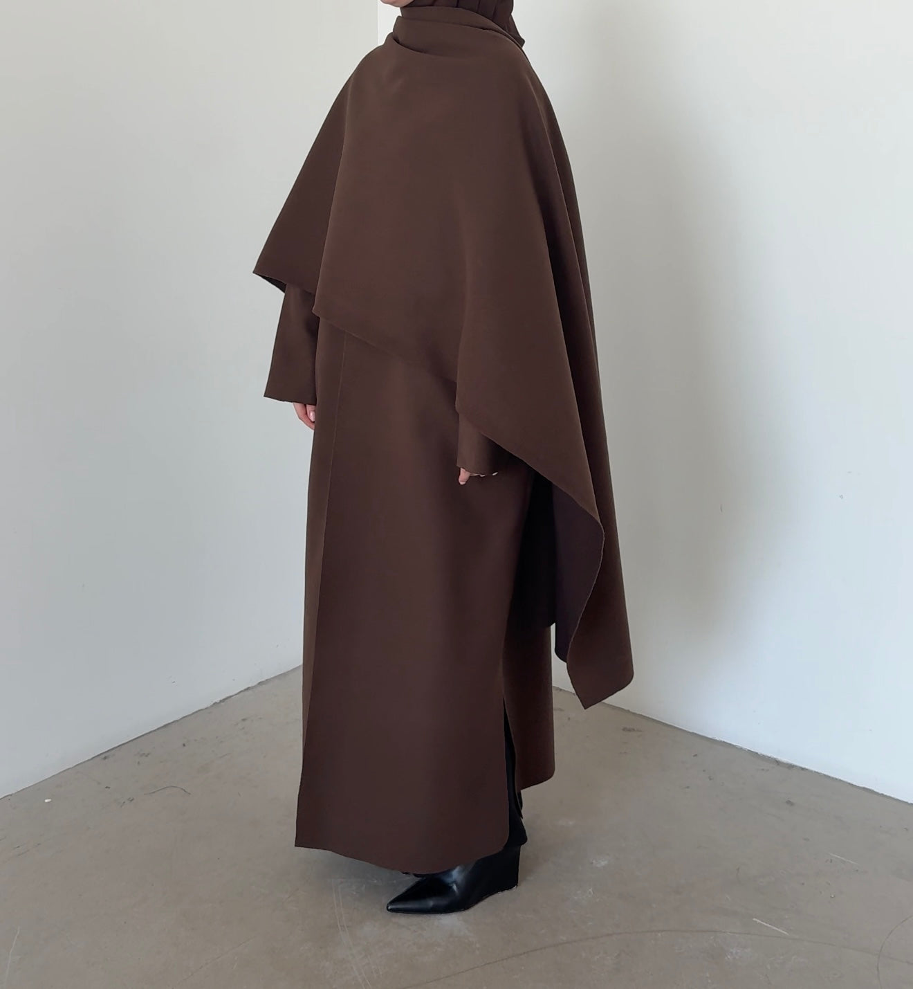 Abaya wool blend marron