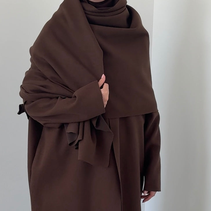 Abaya wool blend marron