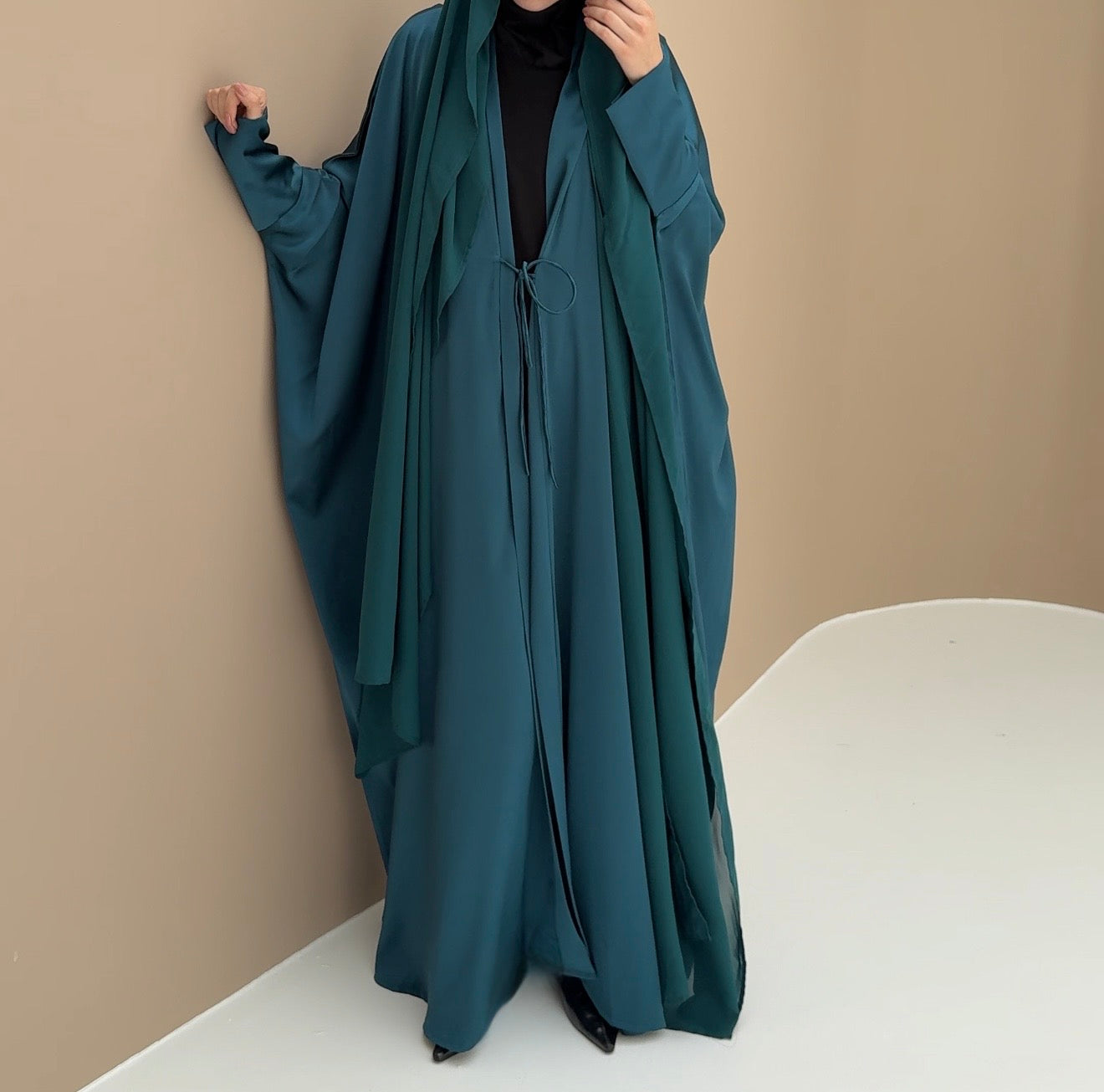 Abaya glow hijab intégré émeraude