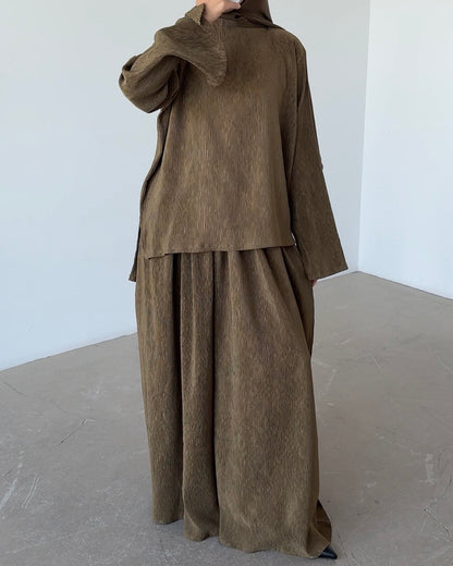 Top plissé olive