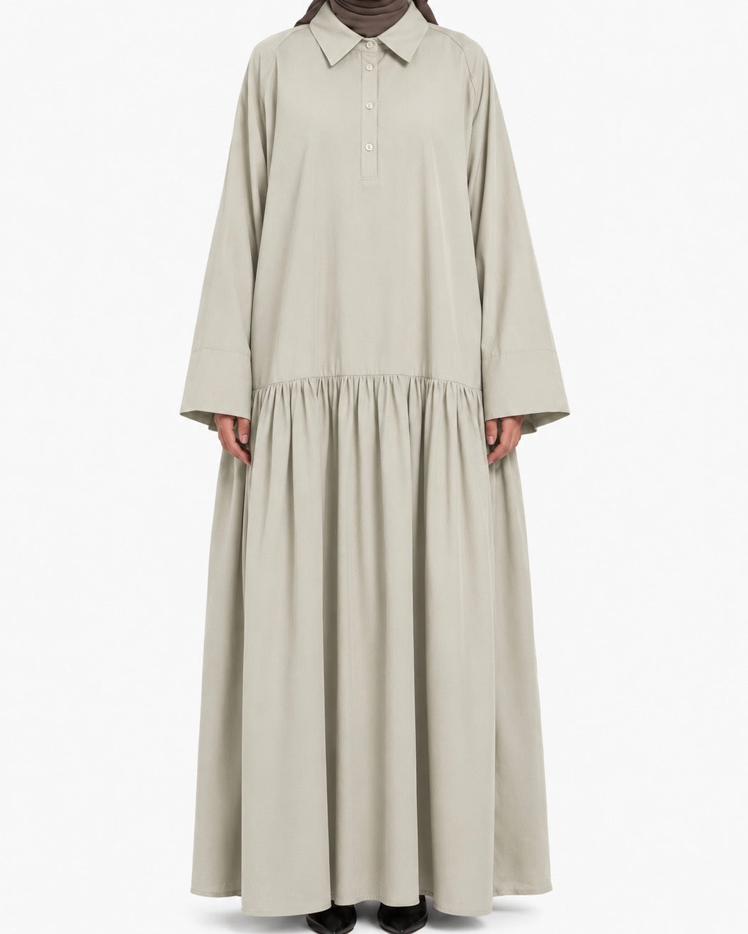 Robe en coton popeline beige