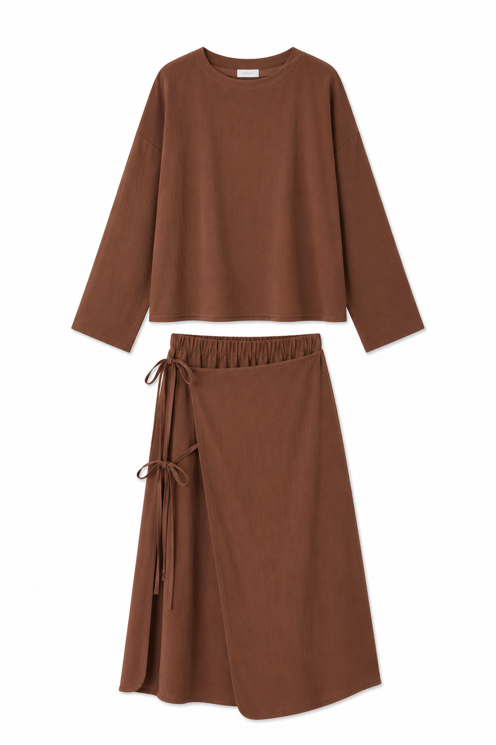 Ensemble haut &amp; jupe portefeuille rouille