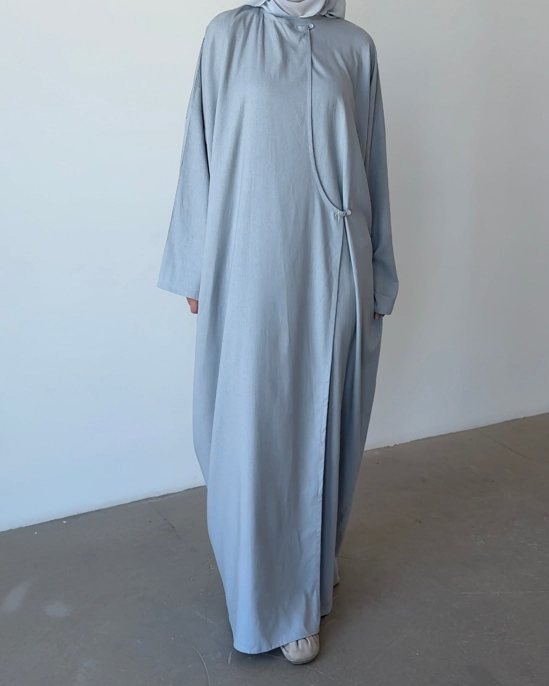 Robe en lin asymétrique bleu ciel