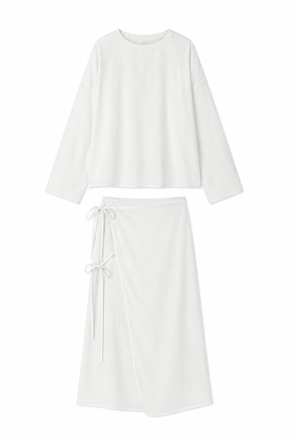 Ensemble haut &amp; jupe portefeuille blanc