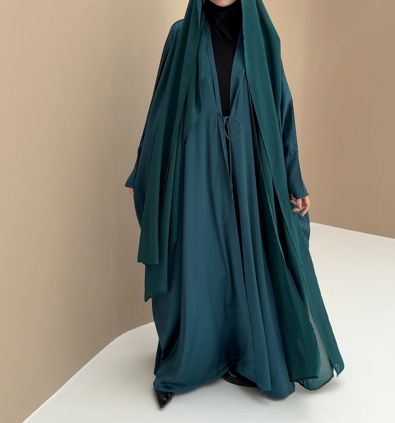 Abaya glow hijab intégré émeraude