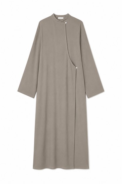 Robe en lin asymétrique taupe