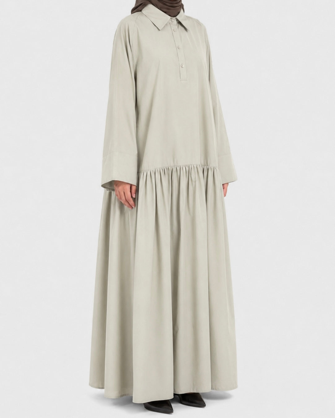 Robe en coton popeline beige