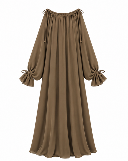 Robe encolure à nouer olive