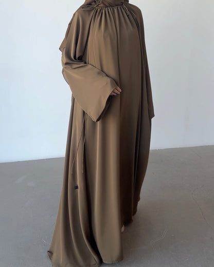 Robe encolure à nouer olive
