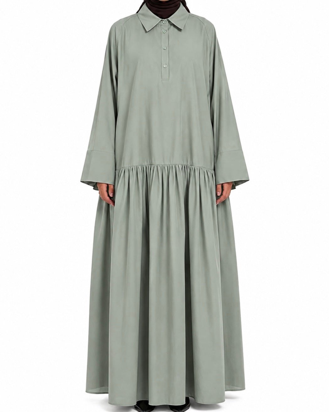 Robe en coton popeline sauge