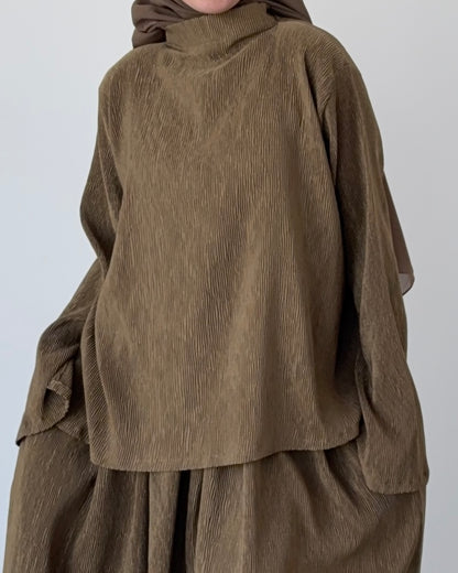 Top plissé olive