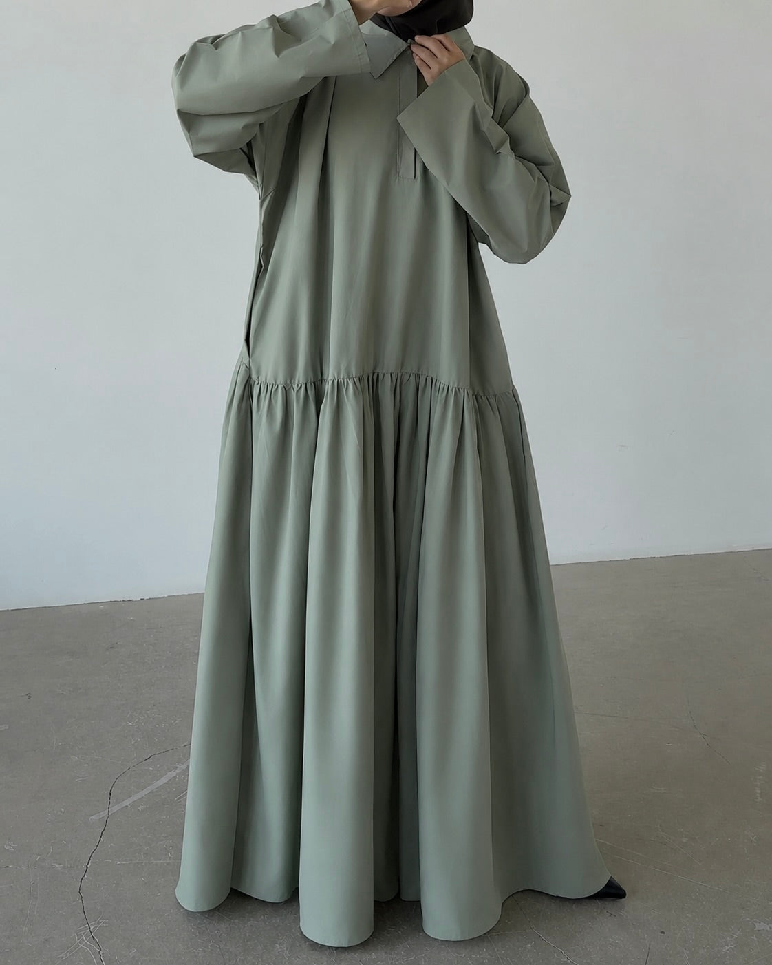 Robe en coton sauge
