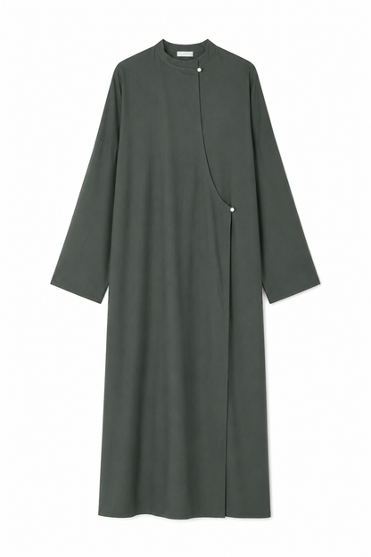 Robe en lin asymétrique kaki