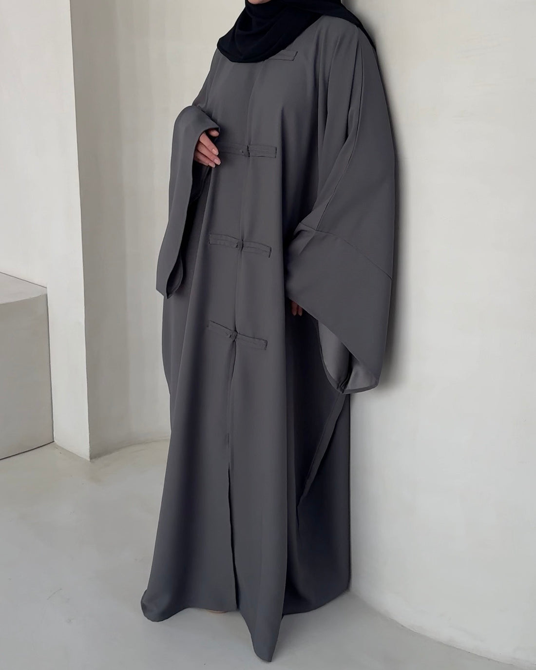 Abaya Nami anthracite kimono mandarin - Mayrah