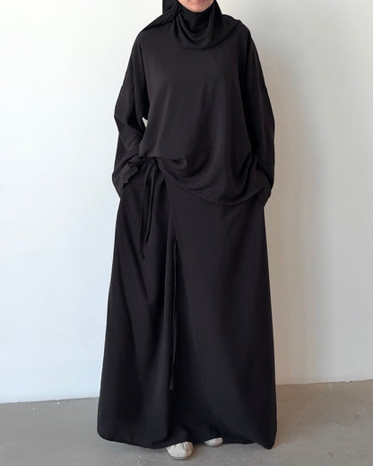 Ensemble haut &amp; jupe portefeuille noir
