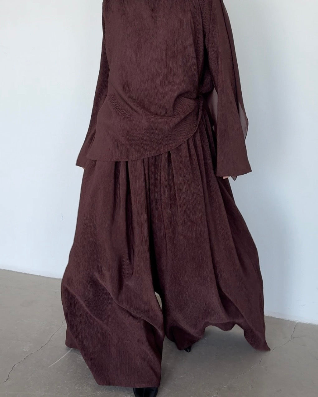Sarouel plissé marron chocolat