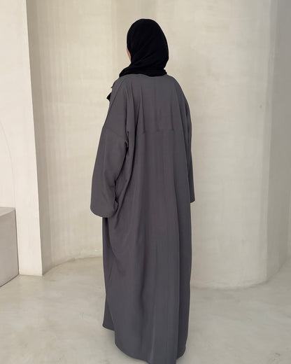 Abaya Nao anthracite - vue 3 - Mayrah