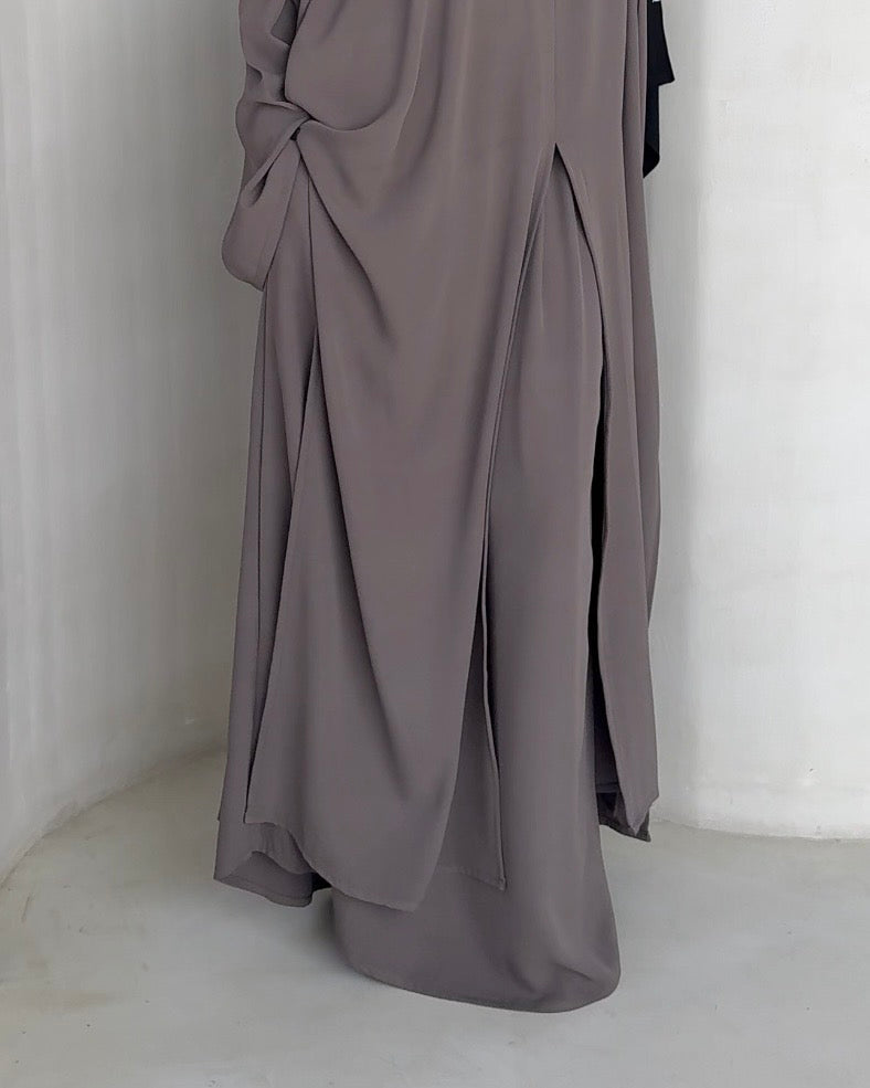Jupe Mei taupe MAYRAH - jupe coupe ample fluide avec poches discrètes, mode pudique premium