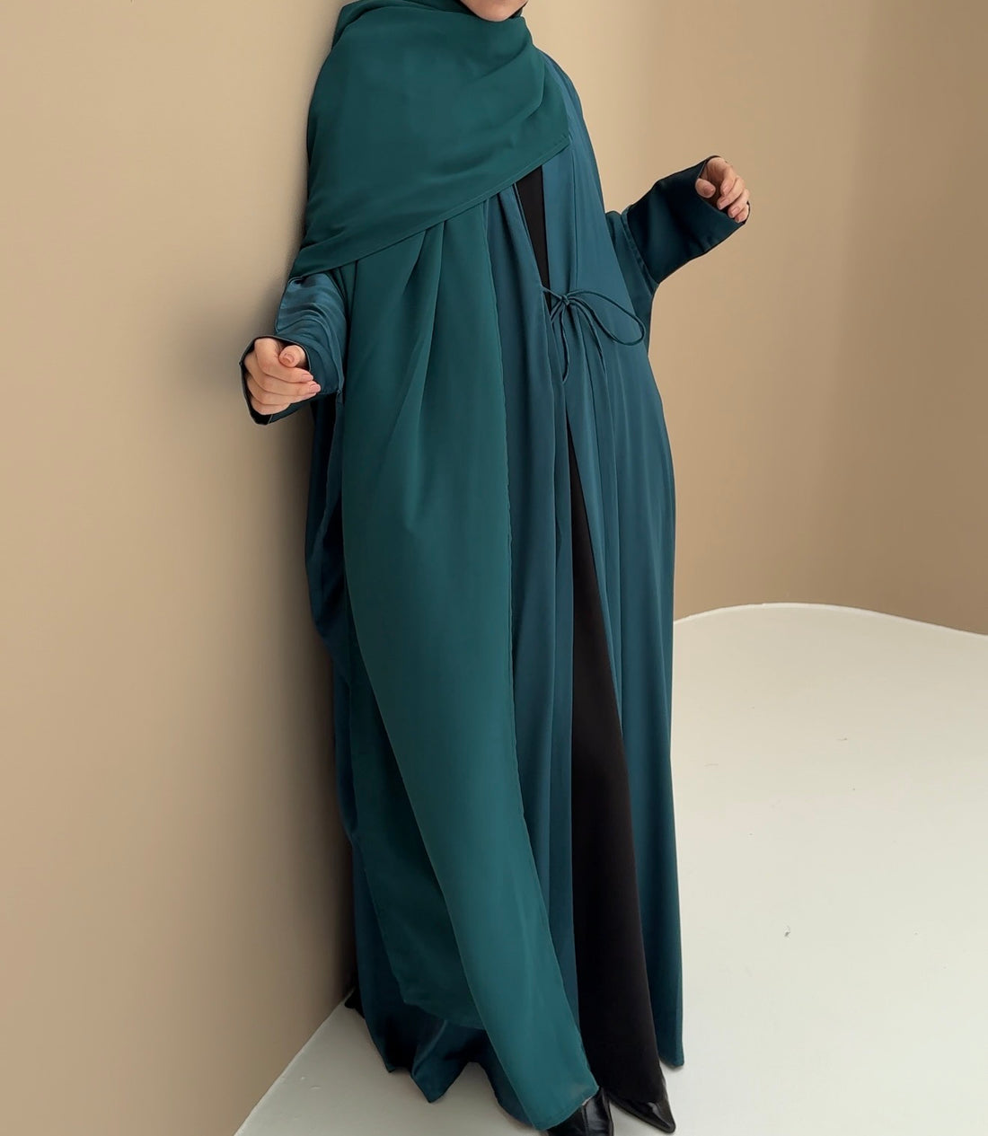 Abaya glow hijab intégré émeraude