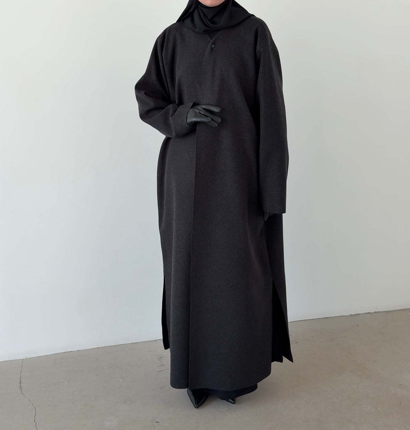 Abaya wool blend dark grey