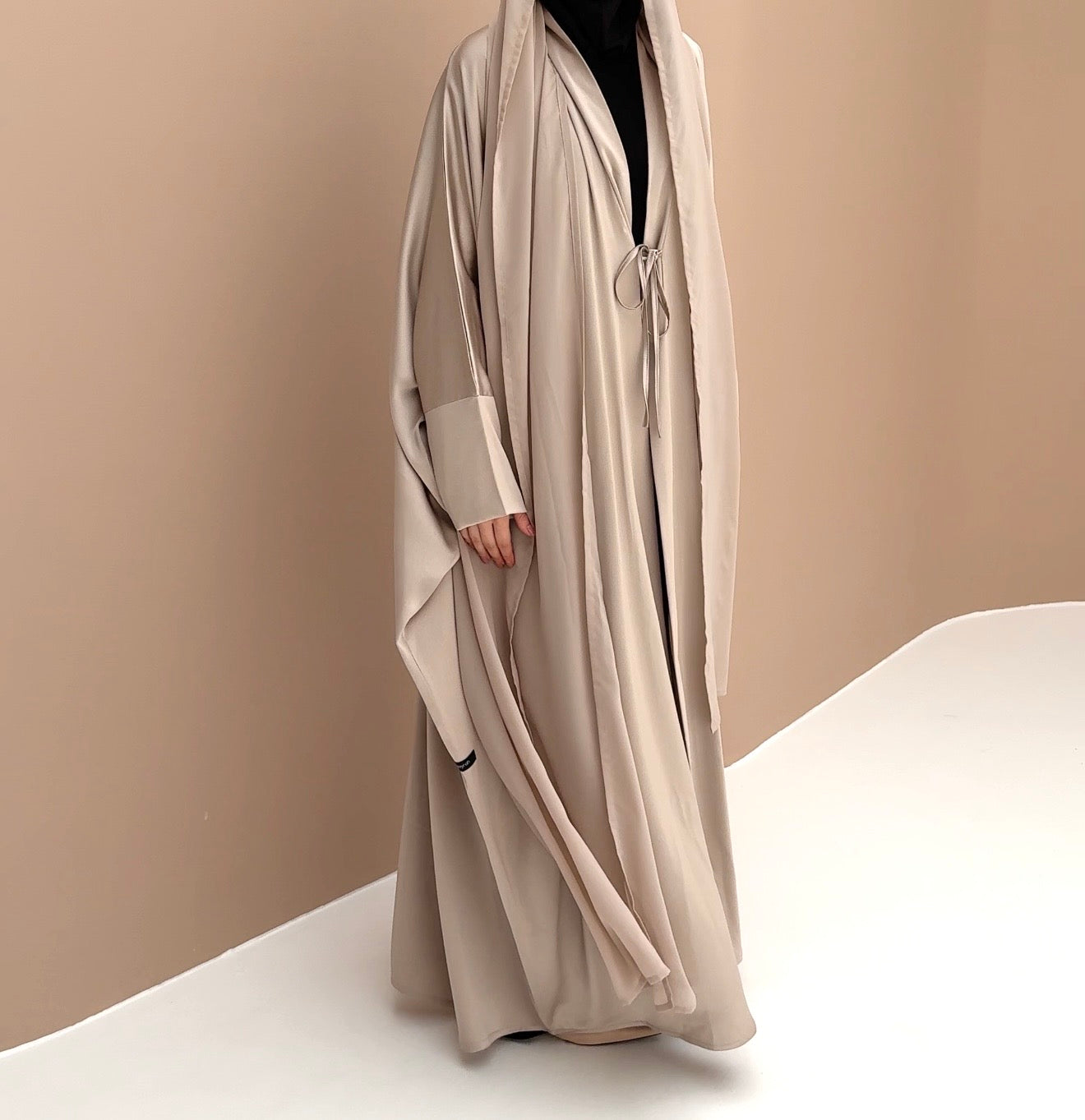 Abaya glow hijab intégré gold rose