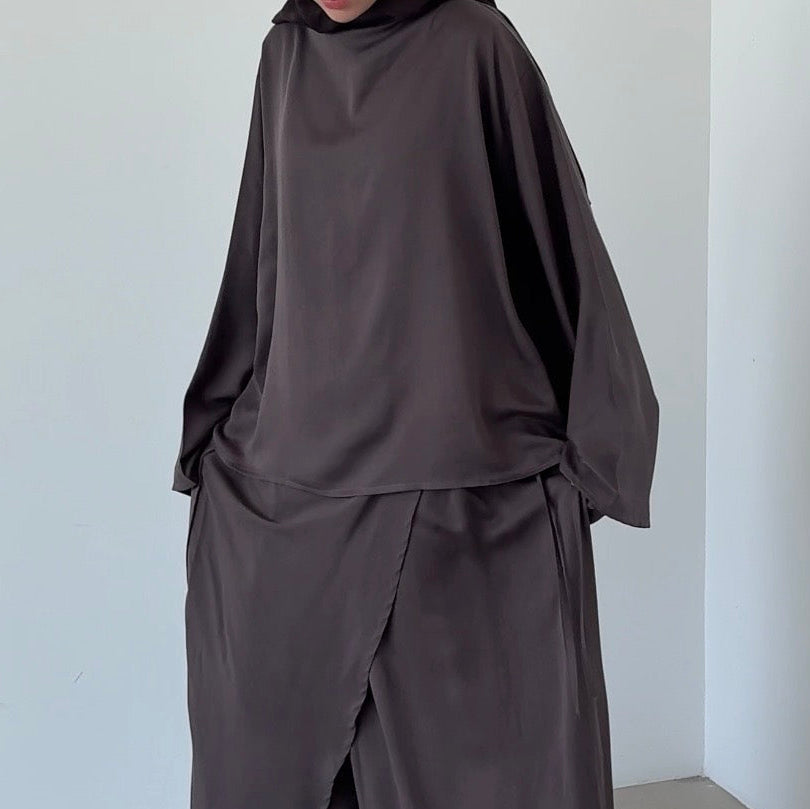 Top cupro/lyocell deep brown