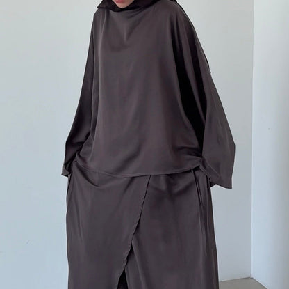 Top cupro/lyocell deep brown