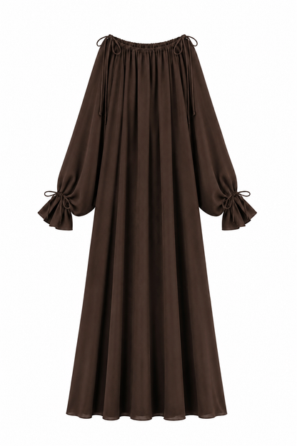 Robe encolure à nouer marron foncé