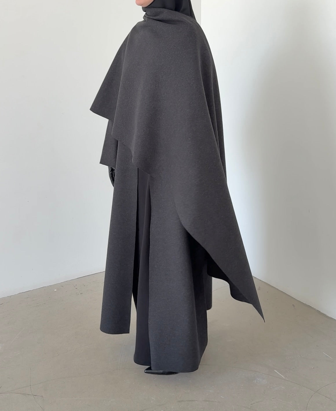 Abaya wool blend dark grey
