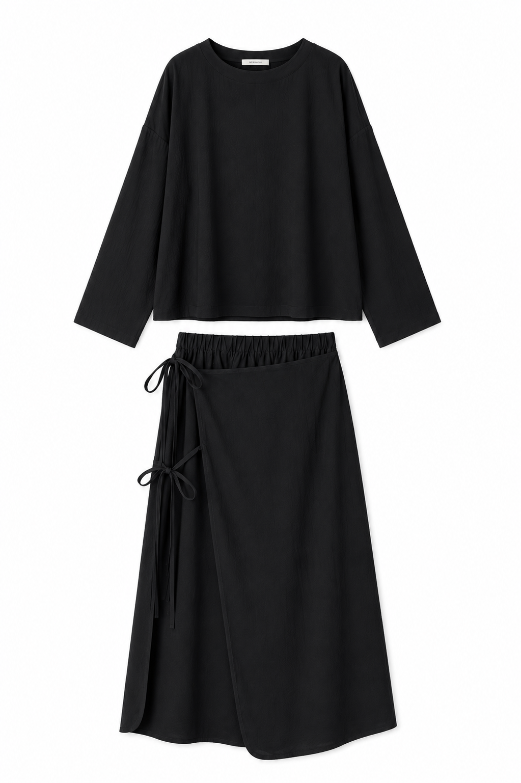 Ensemble haut &amp; jupe portefeuille noir
