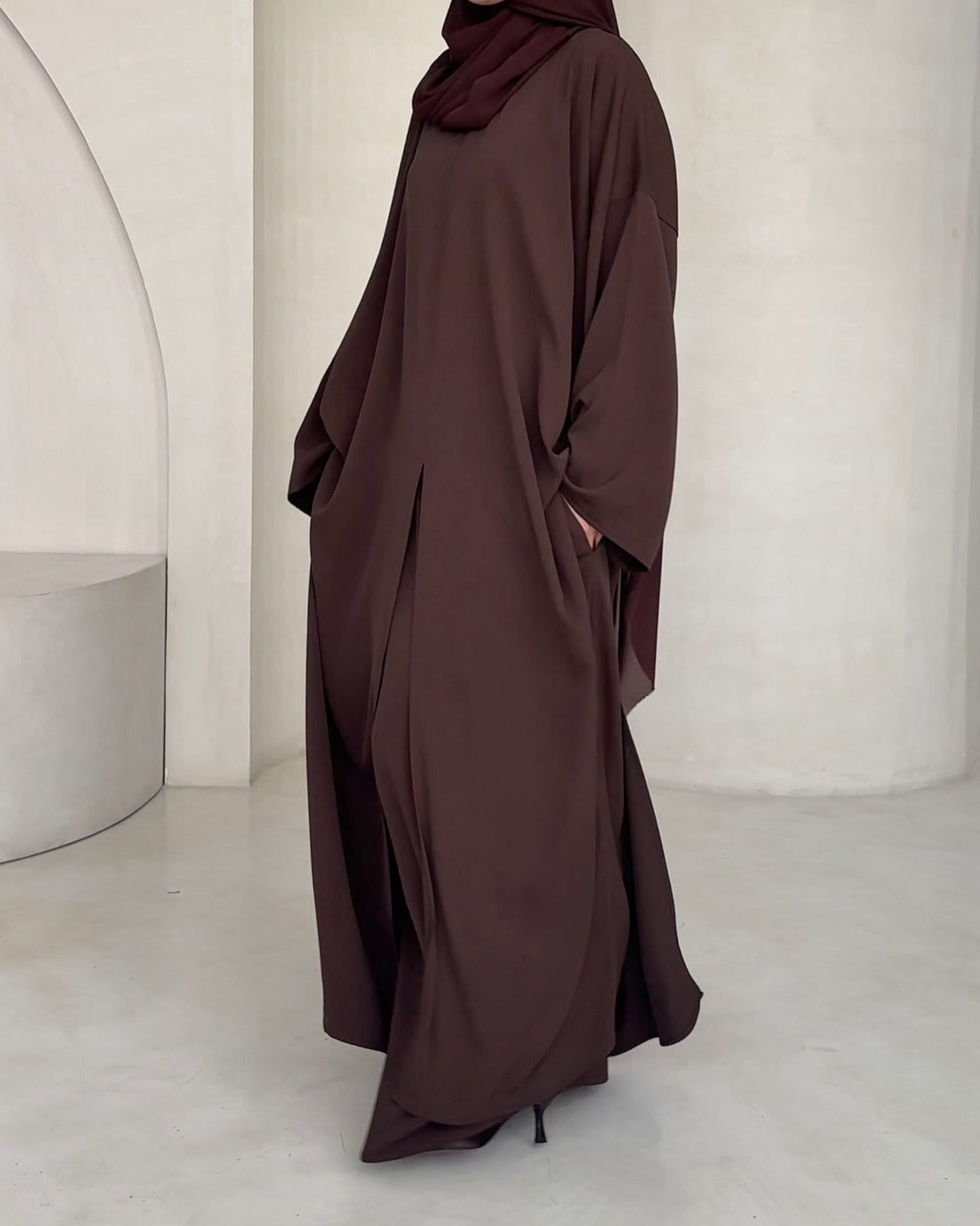 Tunique Mei brown MAYRAH - tunique fluide avec fentes latérales et centrale, mode pudique premium