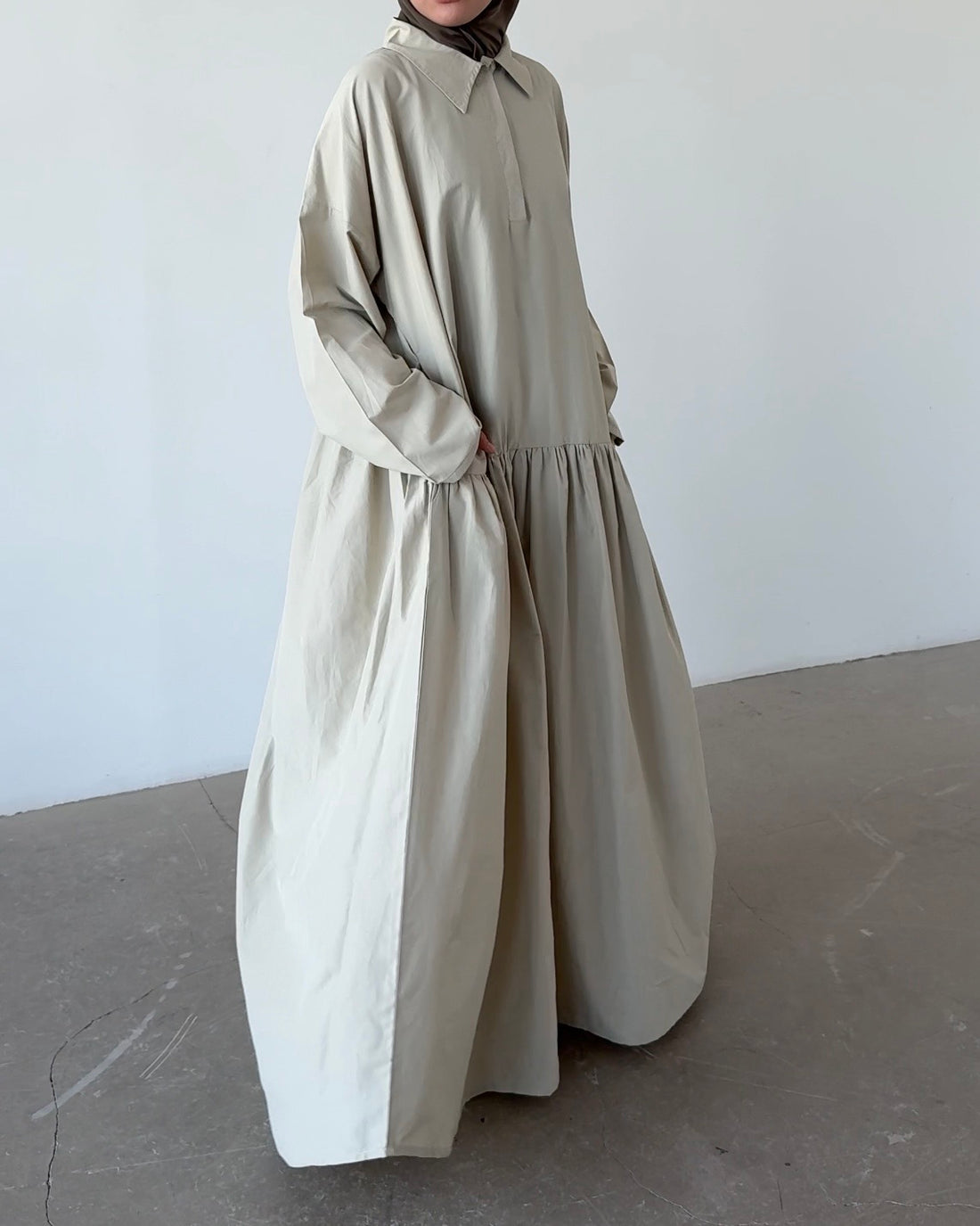 Robe en coton beige