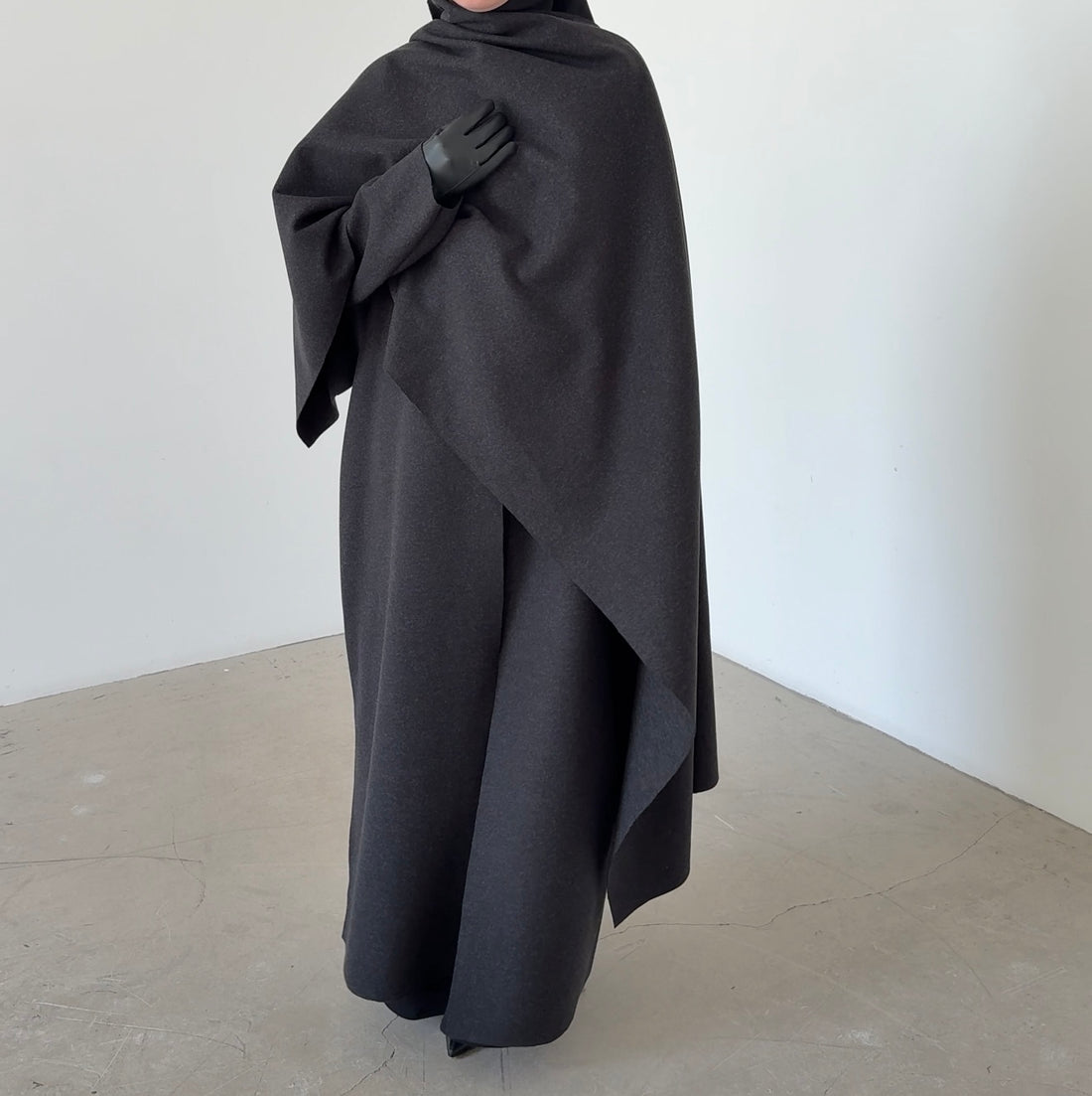 Abaya wool blend dark grey