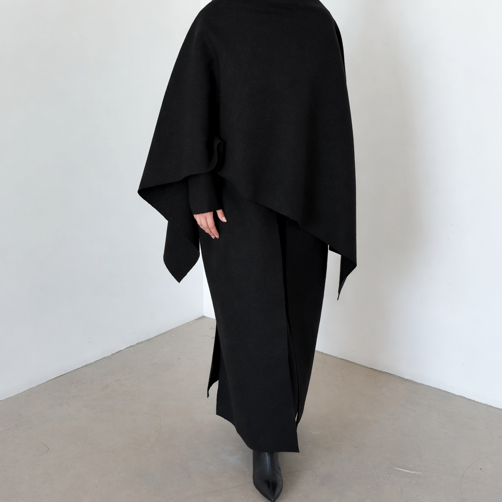 Abaya wool blend noir
