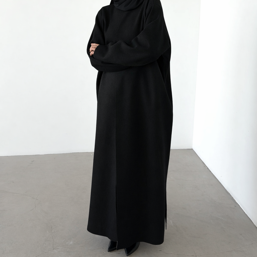 Abaya wool blend noir