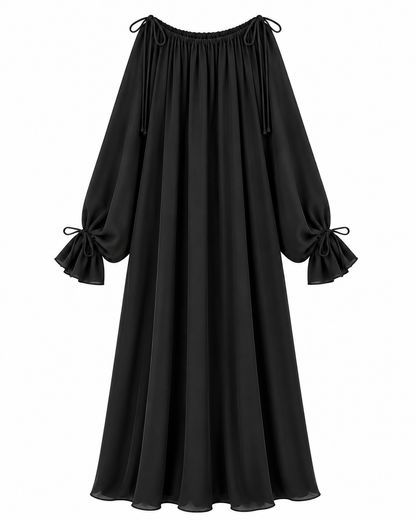 Robe encolure à nouer noir