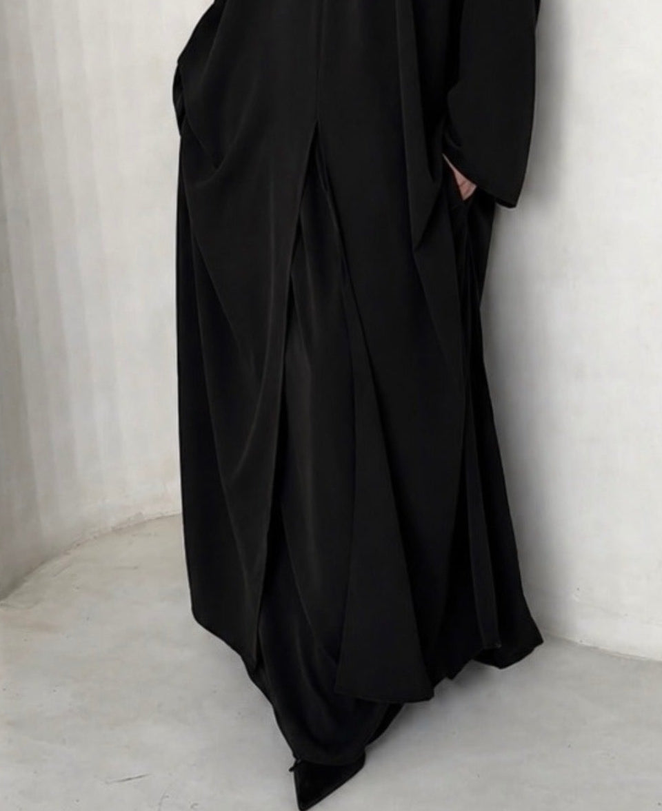 Jupe Mei noir MAYRAH - jupe coupe ample fluide avec poches discrètes, mode pudique premium